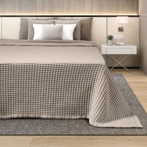 Ημίδιπλη Βαμβακερή Πικέ Κουβέρτα 170x240 Puff Beige Adam Home
