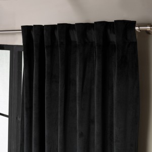Βελούδινη Κουρτίνα Με Τρέσα 140x260 Velvet 06 Μαύρο Teoran