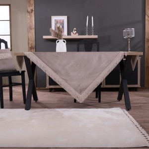 Βελούδινο Τραπεζομάντηλο 140x140cm Velvet 07 Γκρεζ Teoran