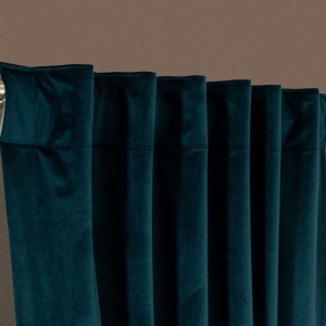Βελούδινη Κουρτίνα Με Τρέσα 140x260 Velvet 13 Πετρόλ Teoran