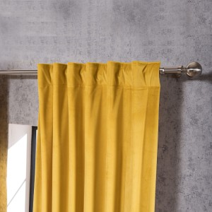 Βελούδινη Κουρτίνα Με Τρέσα 140x260 Velvet 14 Μουσταρδί Teoran