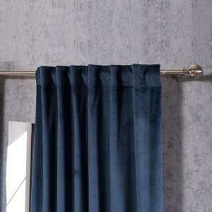 Βελούδινη Κουρτίνα Με Τρέσα 140x260 Velvet 04 Μπλε Teoran
