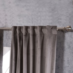 Βελούδινη Κουρτίνα Με Τρέσα 140x260 Velvet 11 Γκρι Teoran