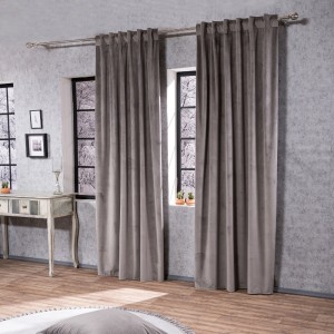 Βελούδινη Κουρτίνα Με Τρέσα 140x260 Velvet 11 Γκρι Teoran