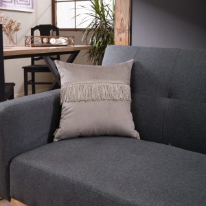 Βελούδινη Μαξιλαροθήκη Με Κρόσσι 45x45 Velvet 07 Γκρεζ Teoran