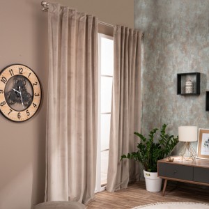 Βελούδινη Κουρτίνα Με Τρέσα 140x260 Velvet 07 Γκρεζ Teoran