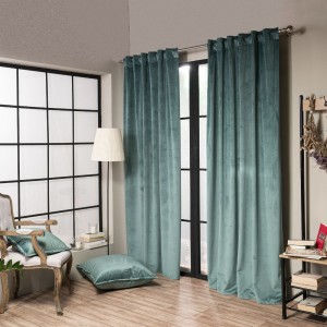 Βελούδινη Κουρτίνα Με Τρέσα 140x260 Velvet 15 Σκονισμένο Πράσινο Teoran
