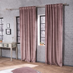 Βελούδινη Κουρτίνα Με Τρέσα 140x260 Velvet 12 Ροζέ Teoran