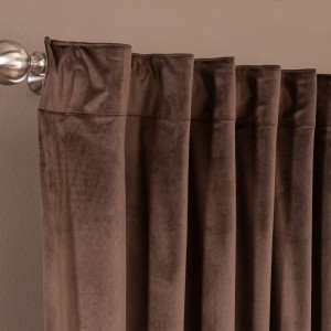 Βελούδινη Κουρτίνα Με Τρέσα 140x260 Velvet 03 Καφέ Teoran