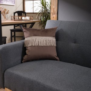 Βελούδινη Μαξιλαροθήκη Με Κρόσσι 45x45 Velvet 03 Καφέ Teoran
