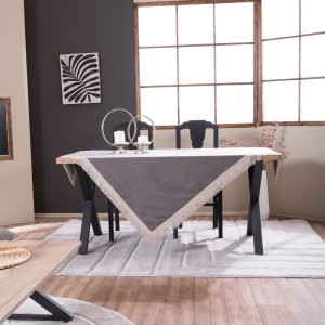 Βελούδινο Τραπεζομάντηλο 140x140cm Velvet 11 Γκρι Teoran