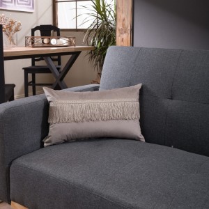 Βελούδινη Μαξιλαροθήκη Με Κρόσσι 30x50 Velvet 07 Γκρεζ Teoran
