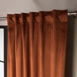 Βελούδινη Κουρτίνα Με Τρέσα 140x260 Velvet 05 Κεραμιδί Teoran