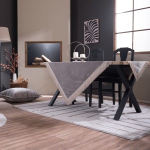 Βελούδινο Τραπεζομάντηλο 140x140cm Velvet 11 Γκρι Teoran