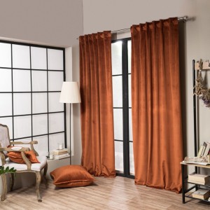 Βελούδινη Κουρτίνα Με Τρέσα 140x260 Velvet 05 Κεραμιδί Teoran