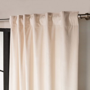 Βελούδινη Κουρτίνα Με Τρέσα 140x260 Velvet 01 Ιβουάρ Teoran