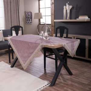 Βελούδινο Τραπεζομάντηλο 140x140cm Velvet 12 Ροζέ Teoran