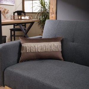 Βελούδινη Μαξιλαροθήκη Με Κρόσσι 30x50 Velvet 03 Καφέ Teoran
