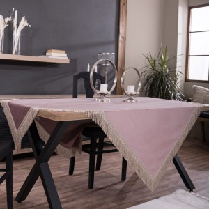 Βελούδινο Τραπεζομάντηλο 140x140cm Velvet 12 Ροζέ Teoran