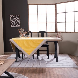 Βελούδινο Τραπεζομάντηλο 140x140cm Velvet 14 Μουσταρδί Teoran
