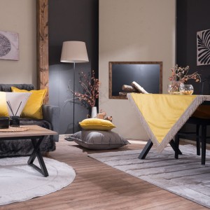 Βελούδινο Τραπεζομάντηλο 140x140cm Velvet 14 Μουσταρδί Teoran