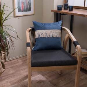 Βελούδινη Μαξιλαροθήκη Με Κρόσσι 45x45 Velvet 04 Μπλε Teoran