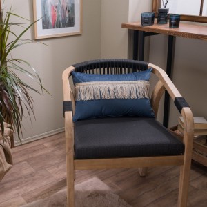 Βελούδινη Μαξιλαροθήκη Με Κρόσσι 30x50 Velvet 04 Μπλε Teoran
