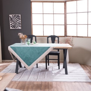 Βελούδινο Τραπεζομάντηλο 140x140cm Velvet 15 Σκονισμένο Πράσινο Teoran