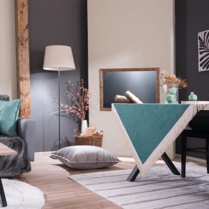 Βελούδινο Τραπεζομάντηλο 140x140cm Velvet 15 Σκονισμένο Πράσινο Teoran