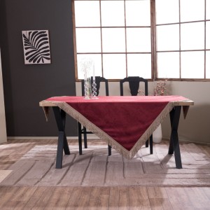 Βελούδινο Τραπεζομάντηλο 140x140cm Velvet 10 Μπορντώ Teoran