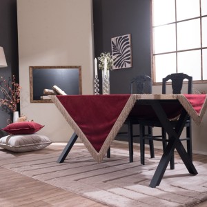 Βελούδινο Τραπεζομάντηλο 140x140cm Velvet 10 Μπορντώ Teoran