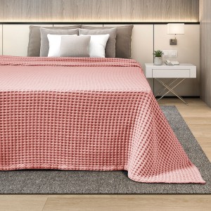 Υπέρδιπλη Βαμβακερή Πικέ Κουβέρτα 220x240 Puff Salmon Adam Home