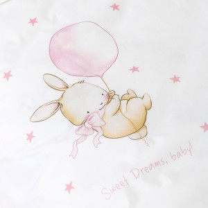 Βαμβακερή Παπλωματοθήκη Κούνιας 110x140 Sweet Dreams Baby Λευκό-Ροζ Borea