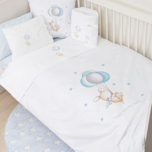 Βαμβακερή Παπλωματοθήκη Κούνιας 110x140 Sweet Dreams Baby Λευκό-Σιέλ Borea