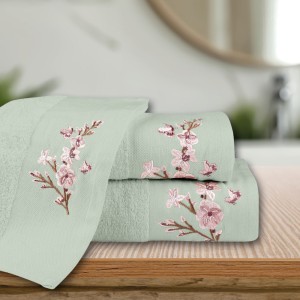 Σετ Πετσέτες 3τμχ (70x140 + 50x90 + 30x50) Cherry Blossom Φυστικί Borea