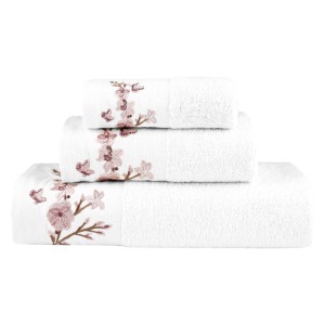 Σετ Πετσέτες 3τμχ (70x140 + 50x90 + 30x50) Cherry Blossom Λευκό Borea