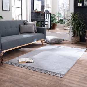 Βελούδινο Μακρόστενο Χαλάκι Με Κρόσσια 70x140 Softy 11 New Γκρι Teoran