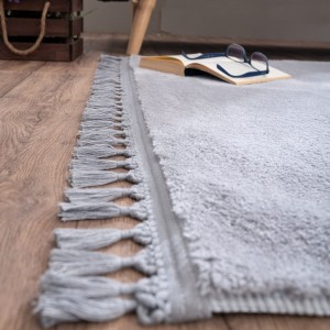 Βελούδινο Μακρόστενο Χαλάκι Με Κρόσσια 70x140 Softy 11 New Γκρι Teoran