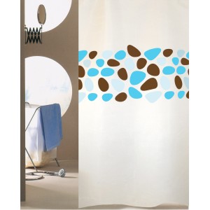Κουρτίνα Μπάνιου Με Κρίκους 180x200 Pebbles Τυρκουάζ San Lorentzo