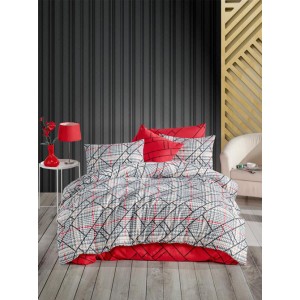 Σετ Ημίδιπλο Βαμβακερό Πάπλωμα 160x240 Felix Red McDecor