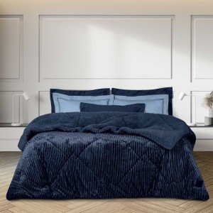 Υπέρδιπλο Κουβερτοπάπλωμα 220x240 Ribb Navy McDecor
