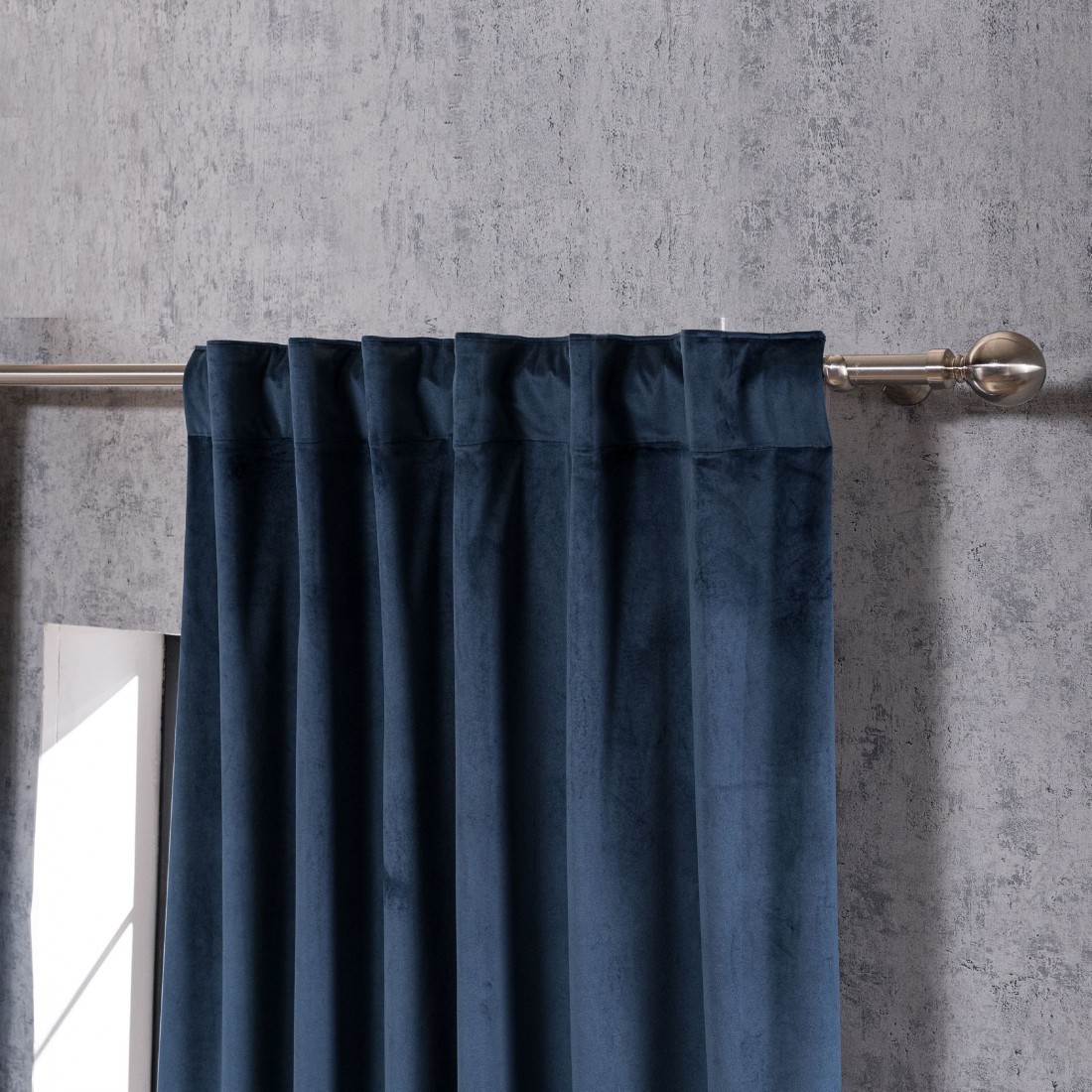 Βελούδινη Κουρτίνα Με Τρέσα 140x260 Velvet 04 Μπλε Teoran
