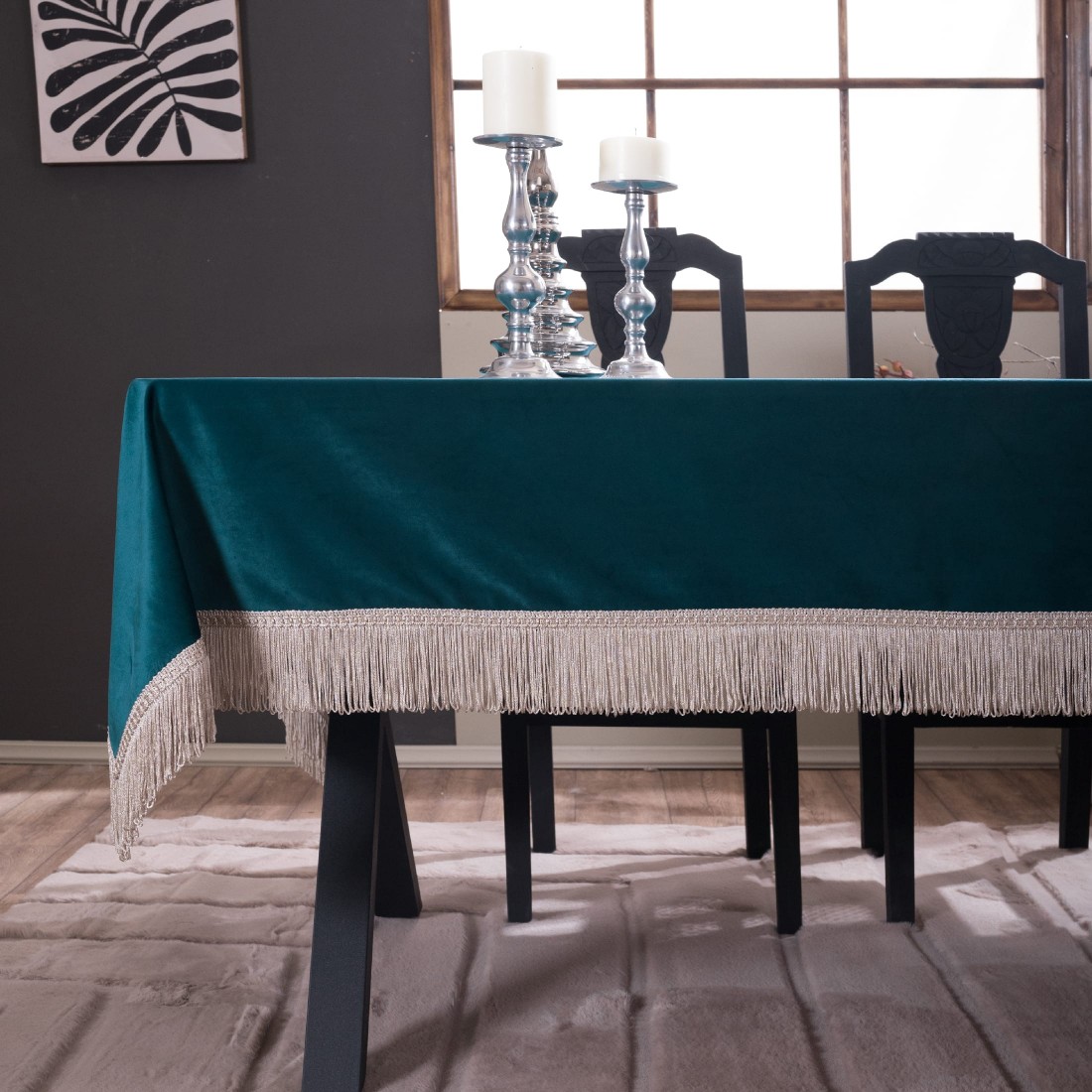 Βελούδινο Τραπεζομάντηλο 140x180cm Velvet 13 Πετρόλ Teoran