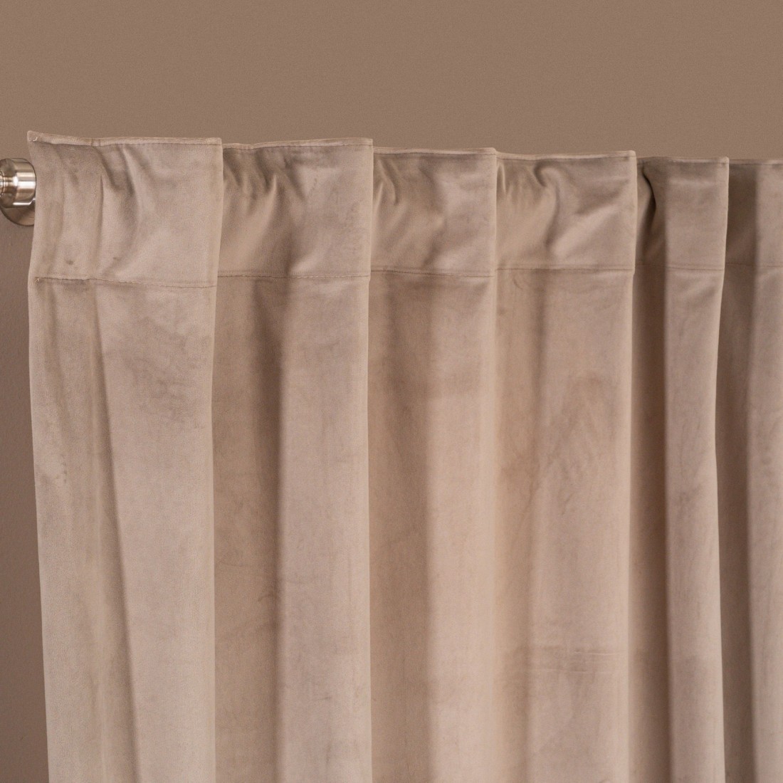 Βελούδινη Κουρτίνα Με Τρέσα 140x260 Velvet 07 Γκρεζ Teoran