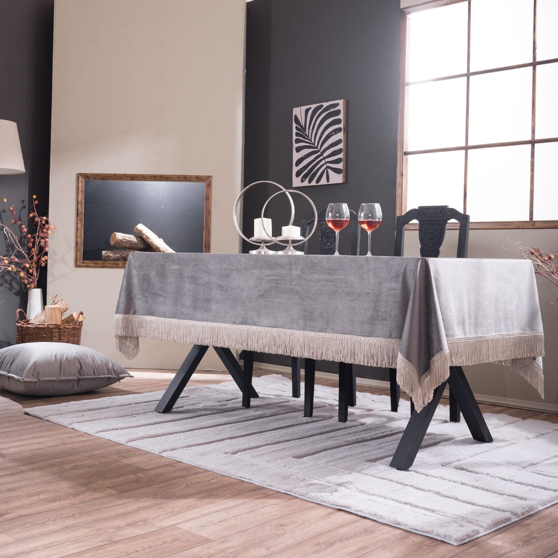 Βελούδινο Τραπεζομάντηλο 140x220cm Velvet 11 Γκρι Teoran