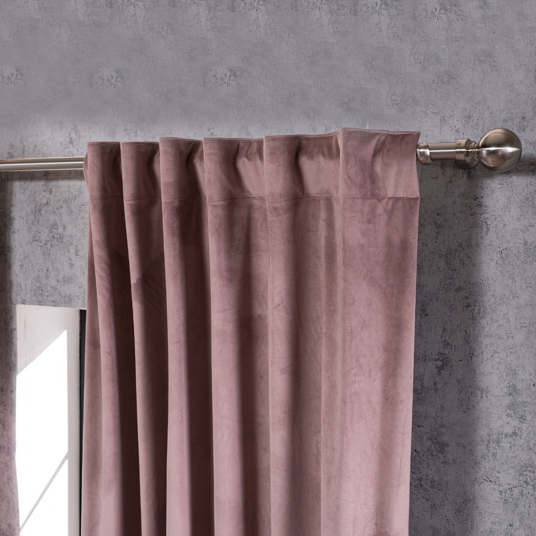 Βελούδινη Κουρτίνα Με Τρέσα 140x260 Velvet 12 Ροζέ Teoran