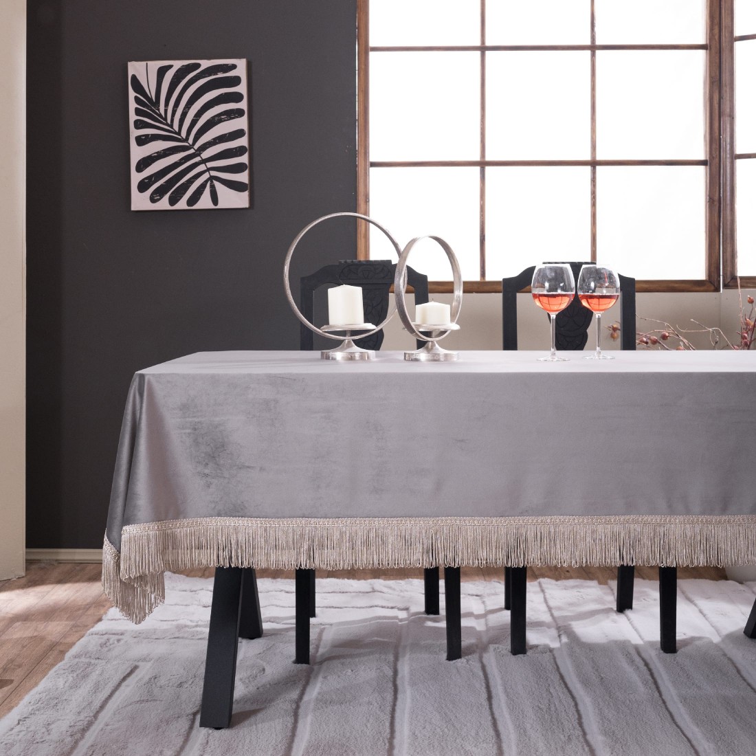 Βελούδινο Τραπεζομάντηλο 140x220cm Velvet 11 Γκρι Teoran