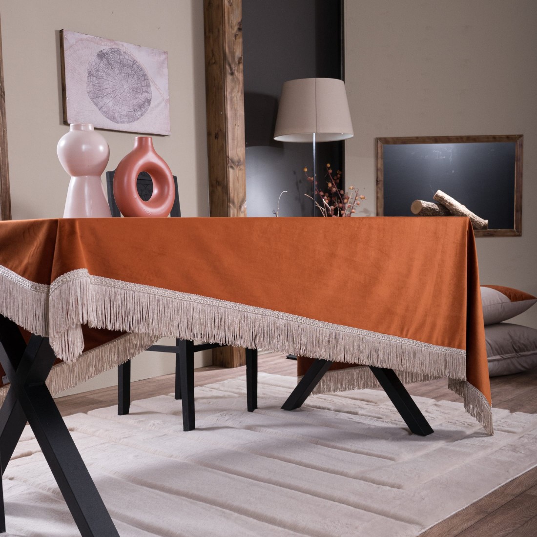 Βελούδινο Τραπεζομάντηλο 140x180cm Velvet 05 Κεραμιδί Teoran