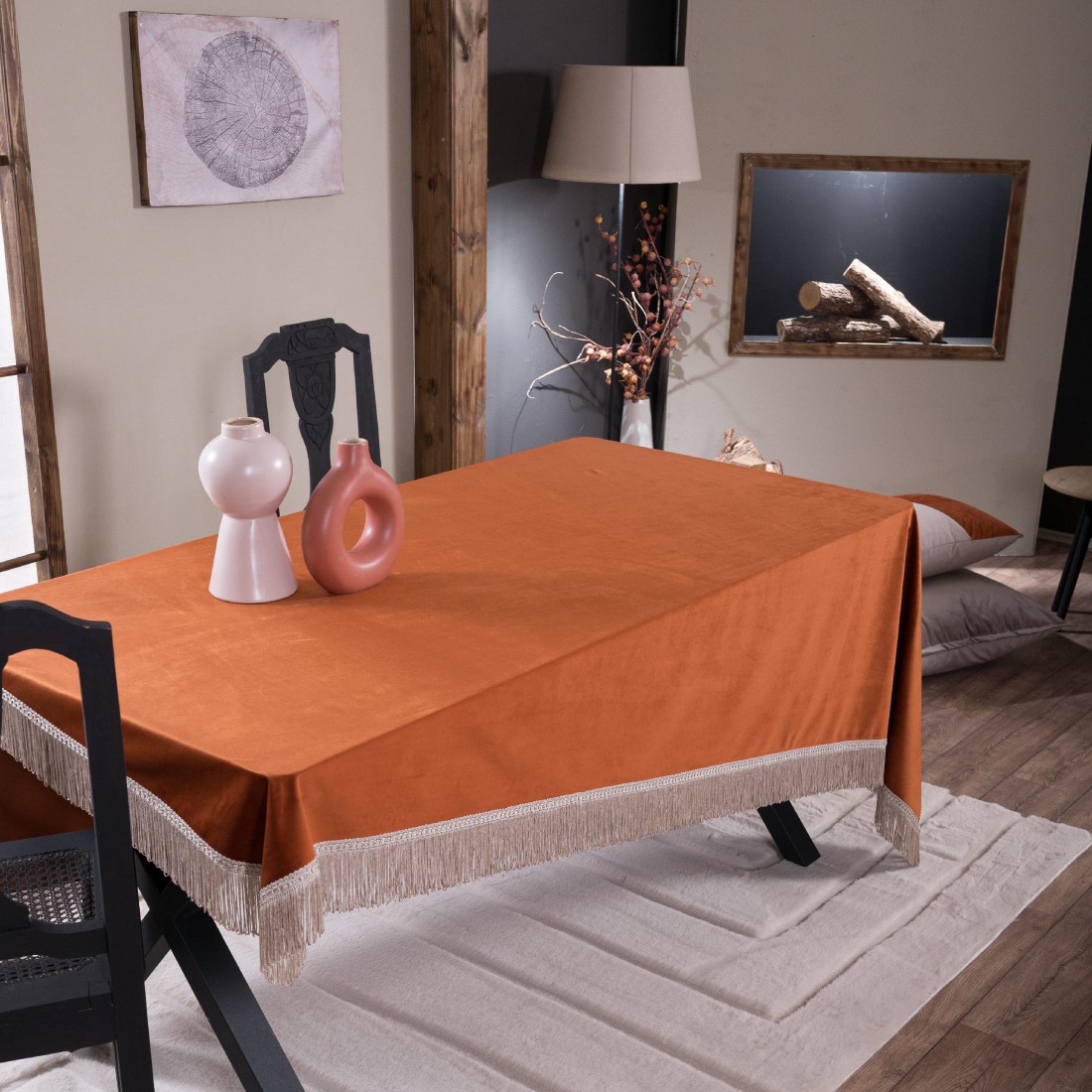 Βελούδινο Τραπεζομάντηλο 140x180cm Velvet 05 Κεραμιδί Teoran