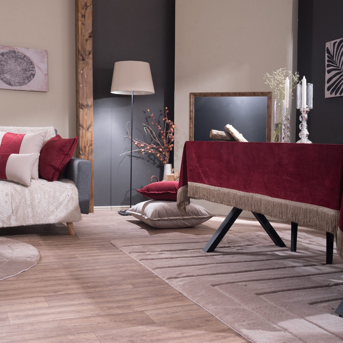 Βελούδινο Τραπεζομάντηλο 140x220cm Velvet 10 Μπορντώ Teoran